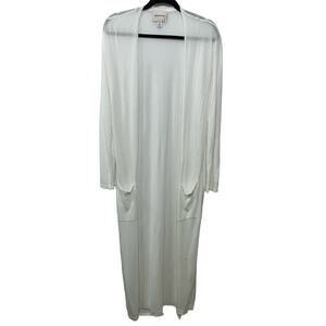 Industry Republic Sheer Long Sleeve Open Front‎ Cardigan Ivory White Women's Med